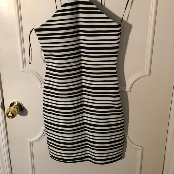 Topshop black & white stripe bodycon dress M - Picture 2 of 3